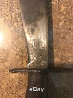 100% Original WWI Plumb Bolo, Trench Knife With Original Sheath Dated 1918
