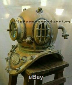 18 FULL SIZE COPPER, BRASS Antique Diving Divers Helmet 12 BOLT Mark V BOSTON