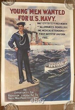 1909 World War I Navy Recruitment Poster 32X23