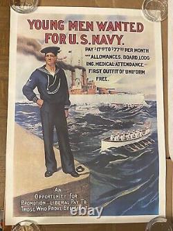 1909 World War I Navy Recruitment Poster 32X23