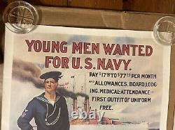 1909 World War I Navy Recruitment Poster 32X23