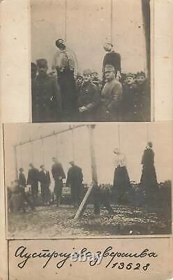 1910s RPPC WW1 Slavs HUNG by Austria For Not Being Loyal! Photo Postcard hanging