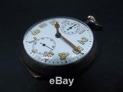 1914-1918 WW1 ZENITH Military Alarm Pocket watch. Fully working