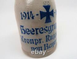 1914 Imperial German WW1 antique cermic beer mug stein iron cross Bavarian Army