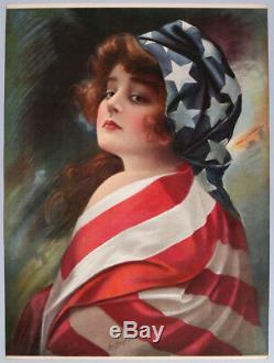 1916 Patriotic WWI Original James Ross Bryson Large Vintage Pin-Up Print