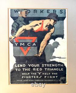 1916 Rare World War One Original Print 32x 26 double mat on archival backing