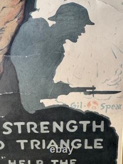1916 Rare World War One Original Print 32x 26 double mat on archival backing