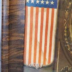 1917 28th President Woodrow Wilson Wood Framed WWI Poster Patriotic Flags