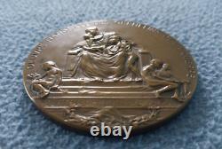 1917 Original WW1 Bronze medallion For War Orphans Paul Dubois 2 3/8 dia