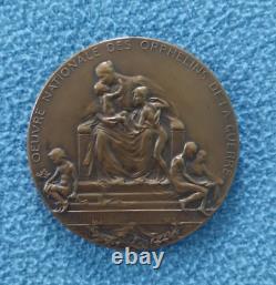 1917 Original WW1 Bronze medallion For War Orphans Paul Dubois 2 3/8 dia