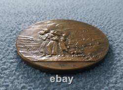 1917 Original WW1 Bronze medallion For War Orphans Paul Dubois 2 3/8 dia