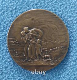 1917 Original WW1 Bronze medallion For War Orphans Paul Dubois 2 3/8 dia