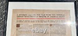 1917 US President Wilson War Address WW1 Germany Antique Broadside Poster RARE