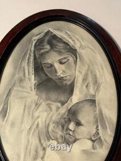 1917 WWI Charcoal Mother & Child Signed R. S. Alexanian, Dardanelles Inscript