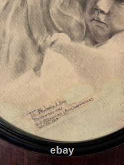 1917 WWI Charcoal Mother & Child Signed R. S. Alexanian, Dardanelles Inscript