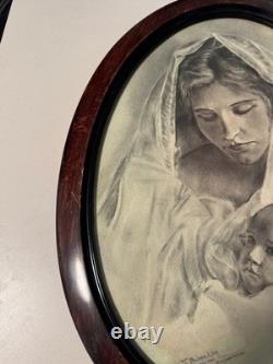 1917 WWI Charcoal Mother & Child Signed R. S. Alexanian, Dardanelles Inscript