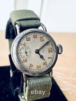 1917 WWI ELGIN Military Trench Watch 8-17 Dated Dial FAHYS OreSilver Case