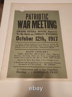 1917 WWI Patriotic War Meeting Poster (Original)