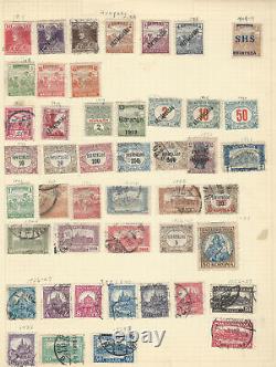 1918-1928 Hungary Stamp Lot On Album Page, Ww1, Overprints And More