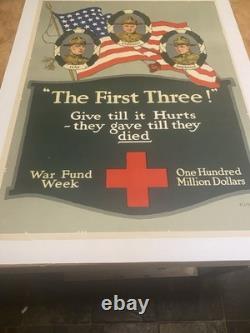 1918 First Three Give Till It Hurts They Gave Till They Died Poster WWI Kidder