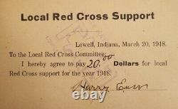 1918 Local Red Cross Support Card Lowell Indiana $20.00 WW1 PR