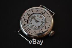 1918 Rolex 40mm antique men's WW1 trench watch solid silver military