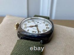 1918 WWI Waltham Military Trench Watch 15J 0s FAHYS Sterling with Inscription