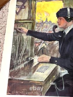 1918 YWCA United War Work Campaign Back Our Girls Over There F. Underwood 28x21