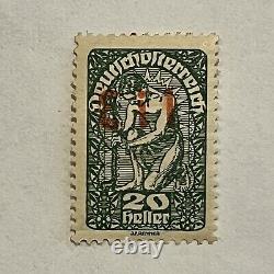 1919 Austria Stamp With Interesting Red Eil Overprint Stamp Signed On Back