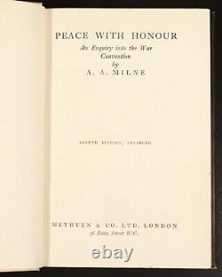 1935 Peace With Honour by A. A. Milne Antique Military History Book 4th Edition