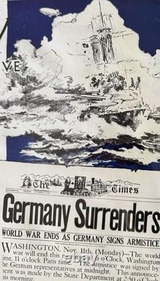 1936 Victory That Peace Might Live WWI Foreman & Clark Poster Army Insignia