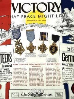 1936 Victory That Peace Might Live WWI Foreman & Clark Poster Army Insignia