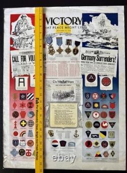 1936 Victory That Peace Might Live WWI Foreman & Clark Poster Army Insignia