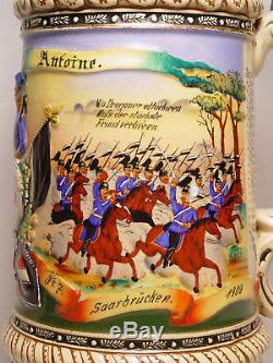 1L Regimental Military Dragoon Cavalry Beer Stein German Antique Vintage Pre-WWI