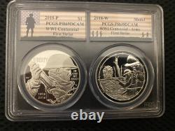 2018 WW 1 CENTENNIAL FS PCGS PR69DCAM AND Army MEDAL PR69DCAM Dual Slab