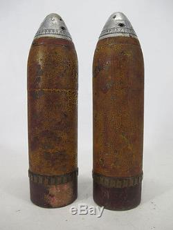 2 Antique WWI Era German Inert Military Artillery Anti Personnel Bombshells yqz