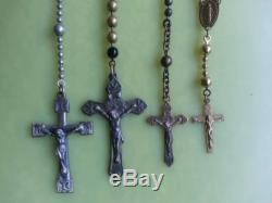 4 RARE WW1 MILITARY PULL CHAIN & 1916 PROTOTYPE ROSARY A REAL PIECE OF HISTORY