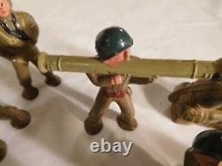 8 Antique World War One Metal Soldiers with MUNITIONS! BAZOOKA! MACHINE GUN! BOMB