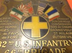 ANTIQUE 1919 WORLD WAR ONE US ARMY PLAQUE 132nd INFANTRY 66 BRIGADE 33 DIVISION