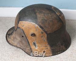 ANTIQUE Vintage WWI WWII M1916 Steel Camouflage German Helmet with Markings