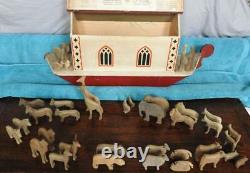 ANTIQUE WAR RELIEF WORKS NOAH'S ARK MADE BY INJURED WWI SOLDIERS IN LONDON c1918