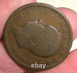 ANTIQUE WORLD WAR 1 LOVE TOKEN DATED 11-11-18 ON 1883 PORTUGAL COIN tuvi