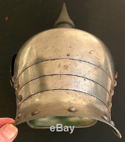 ANTIQUE WWI World War One German Prussian Steel Pickelhaube Lobster Tail Helmet