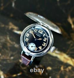 A Rare Vintage 1916 Ww1 Gents British Military Rolex Trench Wristwatch In Silver