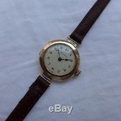 A Stunning Vintage Ww1 1915-1920 Ladies Rolex 9ct Solid Rose Gold Trench Watch