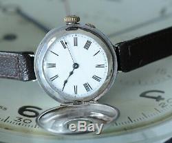 Absolutely Stunning Silver WW1 Half Hunter Trench Watch Stunning Large Example