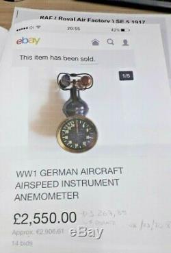 Anemometer airspeed Wilhelm Morell german aircraft 14-18 wwi ww1 no altimeter