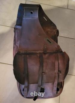 Antique 1904 1918 U. S. Cavalry Leather Saddle Bags With Both Canvas Liners US
