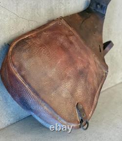 Antique 1904 1918 U. S. Cavalry Leather Saddle Bags With Both Canvas Liners US