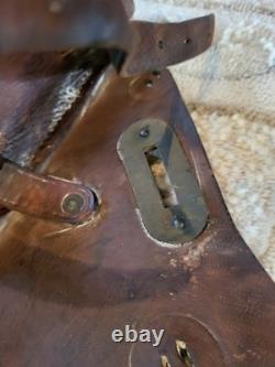 Antique 1904 1918 U. S. Cavalry Leather Saddle Bags With Both Canvas Liners US